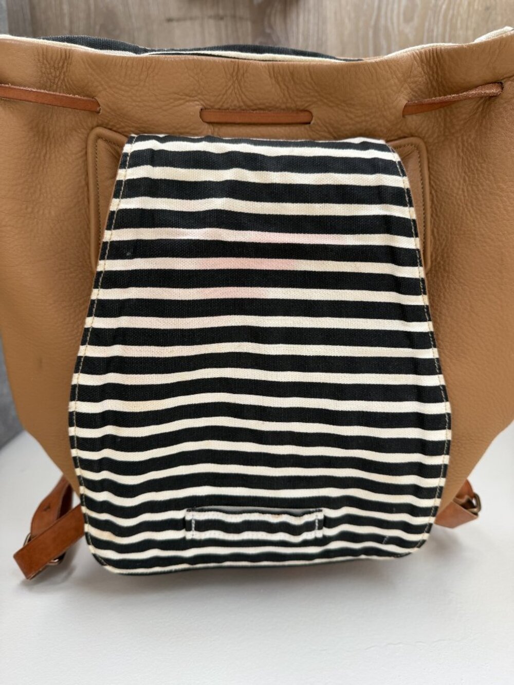 Tan Soft Leather Drawstring Backpack - Picture 4 of 5